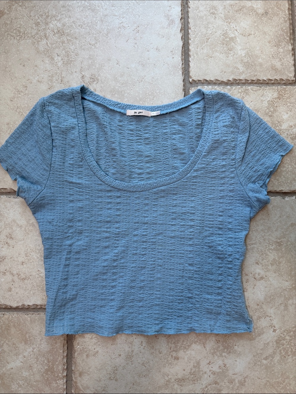 Francesca's Collections Light Blue Scoop Neck Crop Top